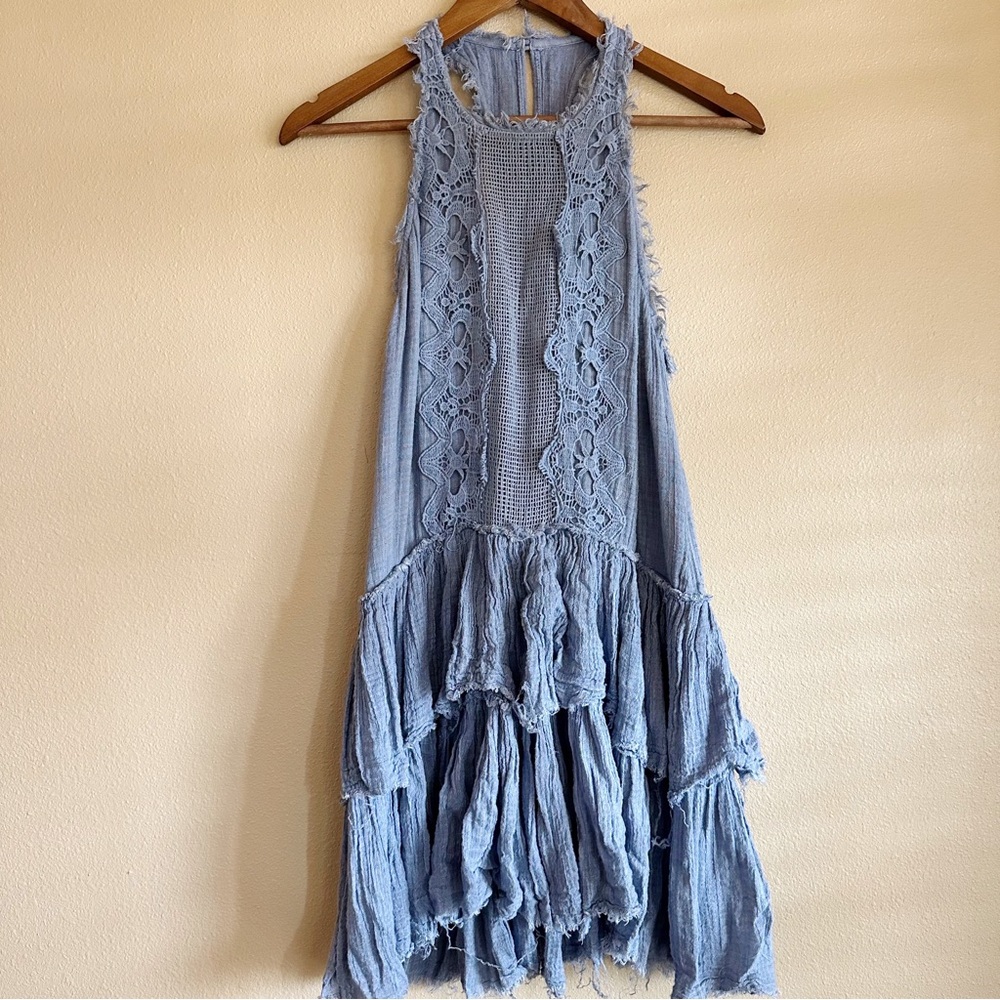 Free People Vanessa Blue Lace Dress